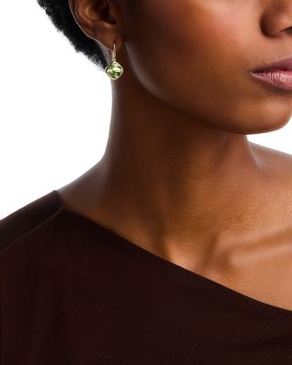 Prasiolite Bezel Drop Earrings in 14K Yellow Gold