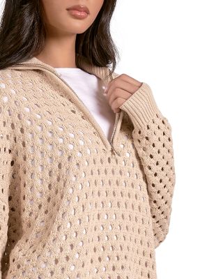Open Knit Half Zip Sweater