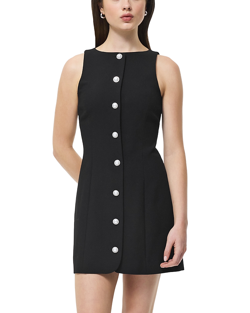 French Connection Azra Buttoned Twill Minidress In Black