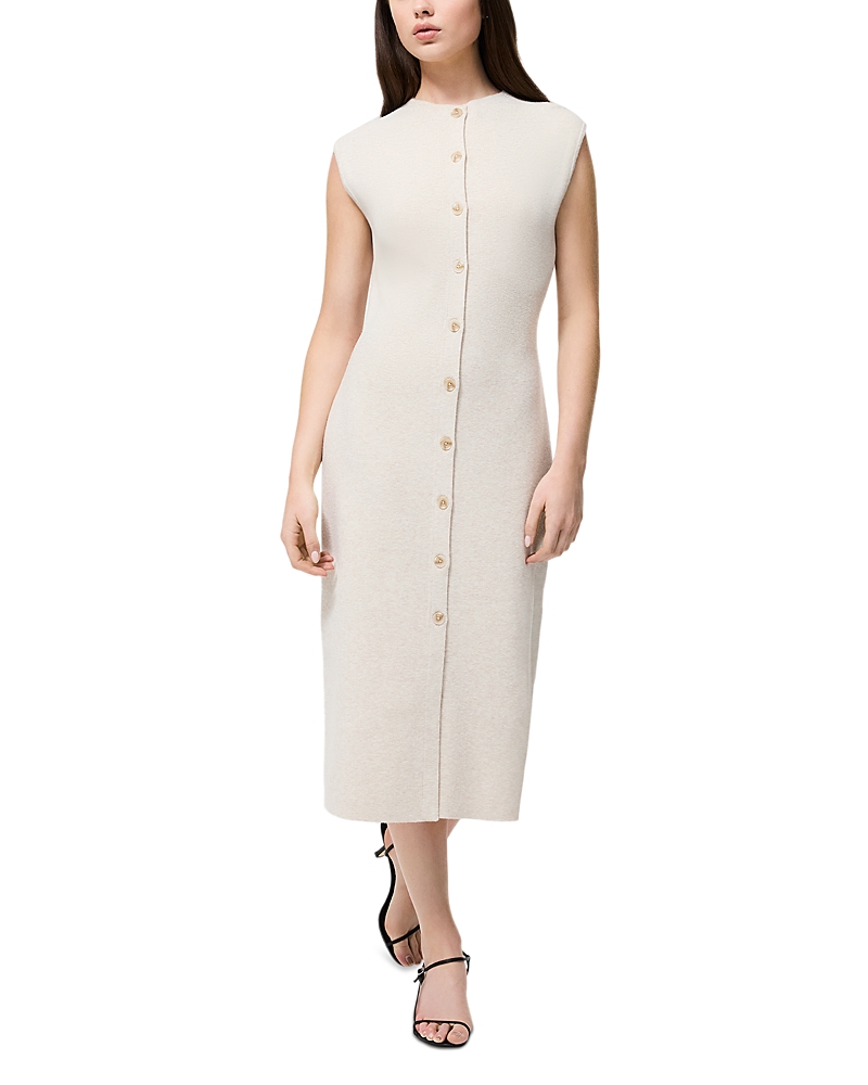 French Connection Marley Knit Button Front Dress In Neutral