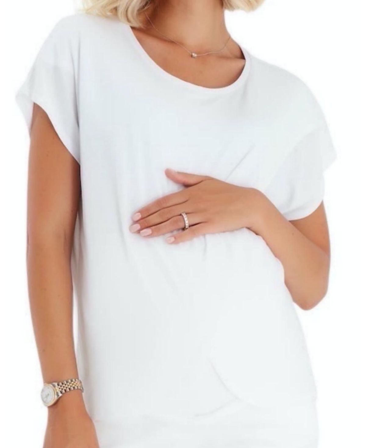 Accouchee Handy Crossover Short Sleeve Cotton Maternity/Nursing Top