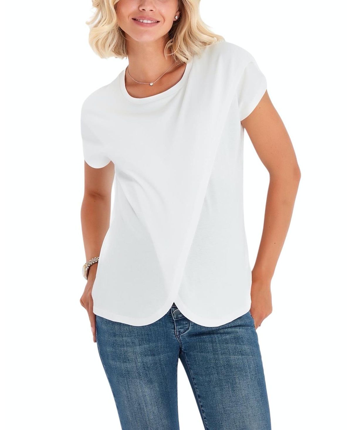 Accouchee Handy Crossover Short Sleeve Cotton Maternity/Nursing Top