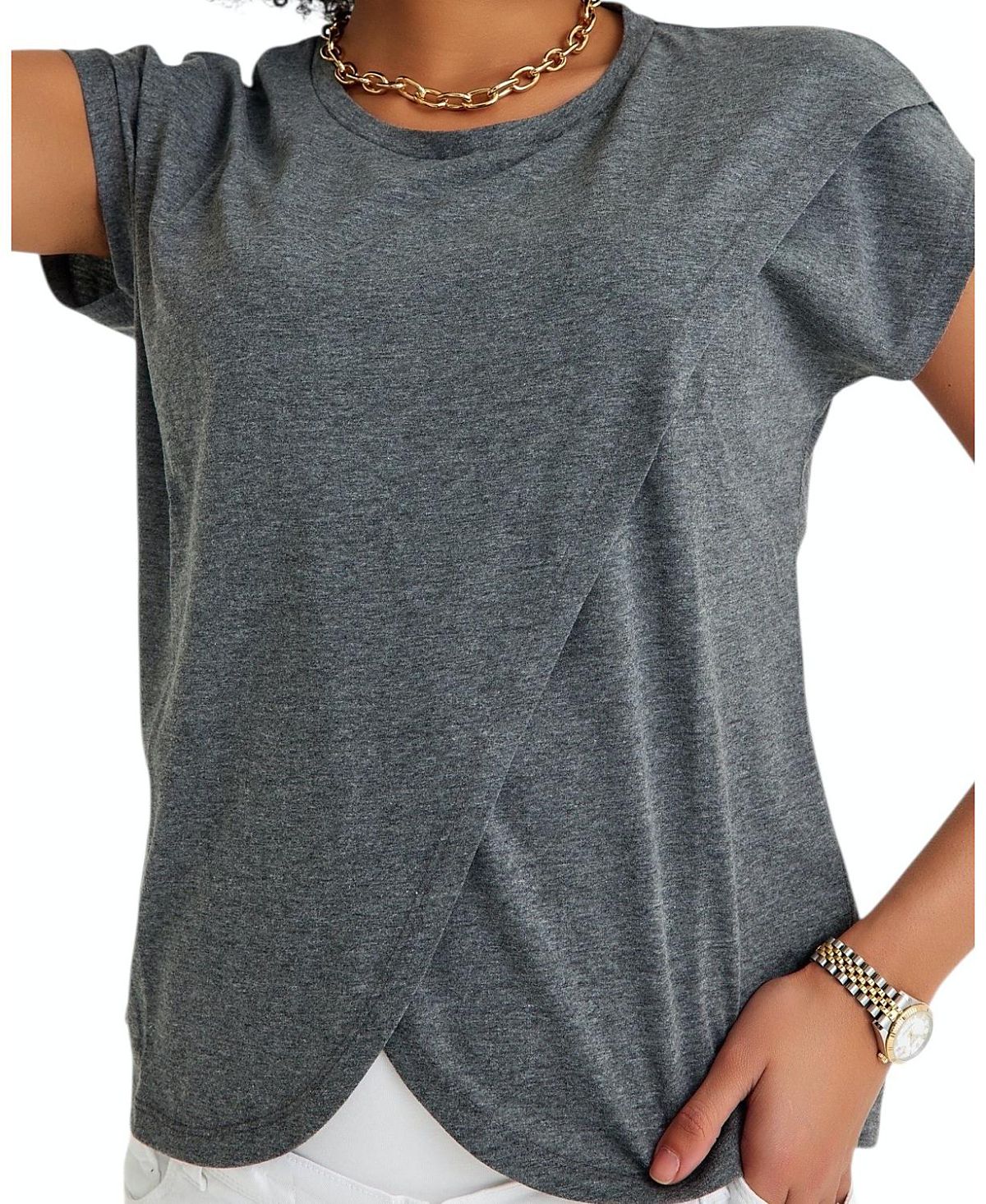Accouchee Handy Crossover Short Sleeve Cotton Maternity/Nursing Top