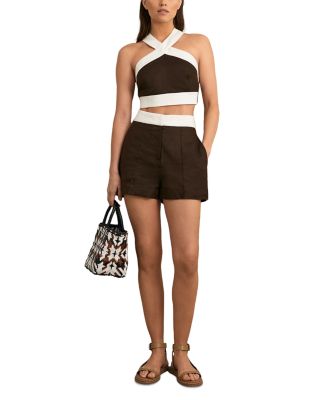 Rebecca Linen Cropped Halter Top