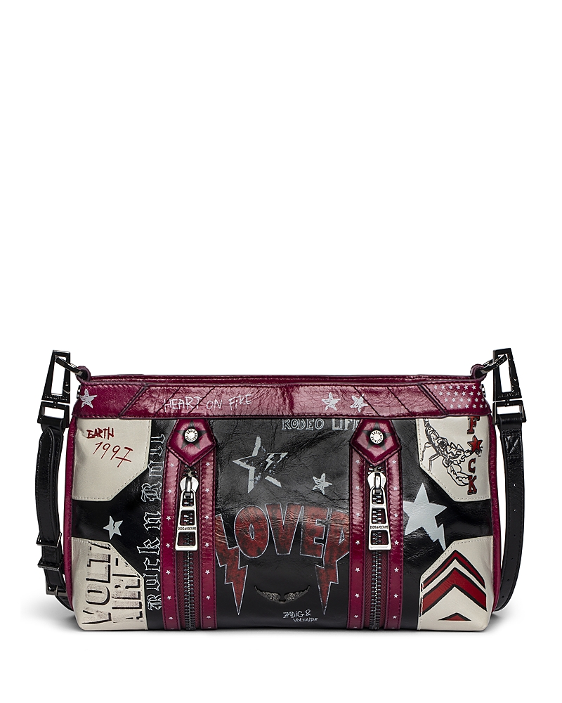 Zadig & Voltaire Sunny Moody Punk Graphic-print Cross Body Bag In Black