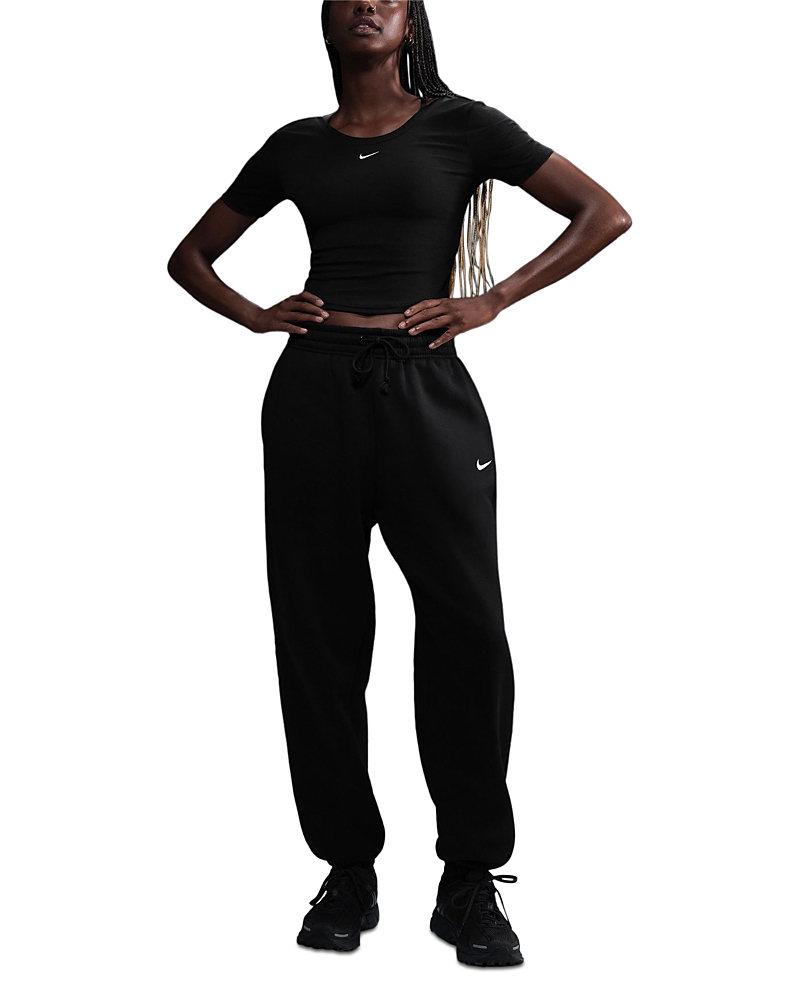 Nike Phoenix Fleece High Rise Oversized Pants In Black
