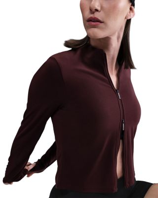 Mock Neck Long Sleeve Zip Front Jacket