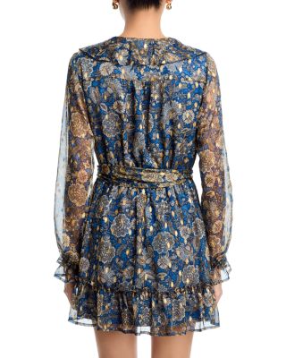 Metallic Ruffle Trim Boho Dress - Exclusive