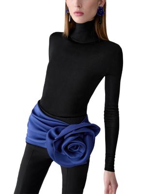 Draped Waist Rosette Bootcut Pants