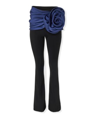 Draped Waist Rosette Bootcut Pants