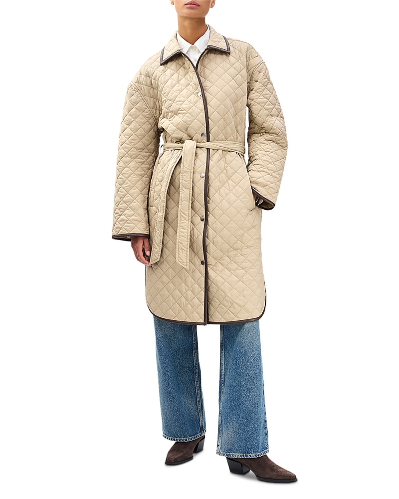 Rag & Bone Kelly Oversize Faux Leather Trim Quilted Jacket In Neutral
