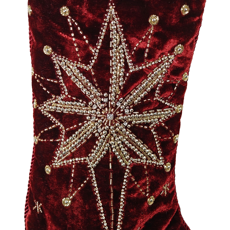 Sudha Pennathur Burgundy Stocking With Star In Burgundy