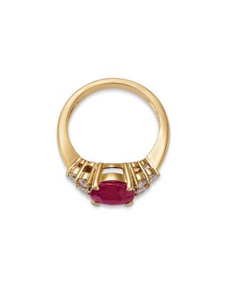 Ruby & Diamond Oval Ring in 14K Yellow Gold