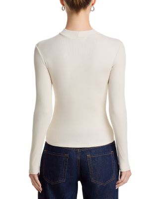 Lauryn Mock Neck Rib Long Sleeve Tee
