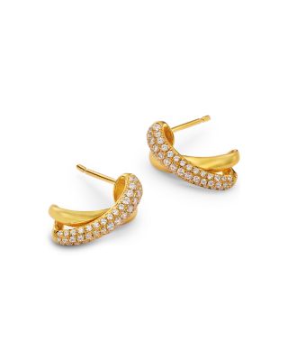 Diamond Crossover Earrings in 14K Yellow Gold, 0.44 tcw