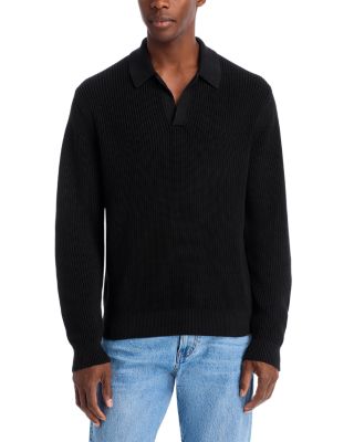 Cotton Shaker Stitch Johnny Collar Sweater Polo