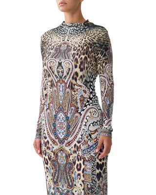 Mixed Print Open Back Dress