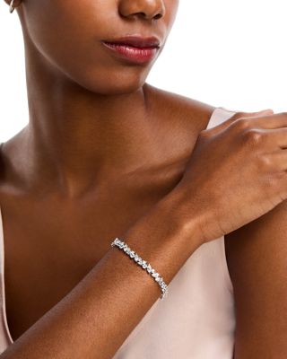 Certified Lab Grown Diamond Marquis & Round Cluster Tennis Bracelet in 14K White Gold, 8.58 tcw