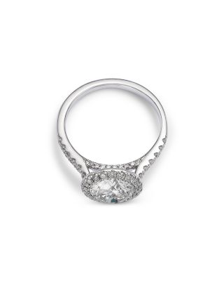 Certified Lab Grown Diamond Halo Engagement Ring in 18K White Gold, 3.0 tcw
