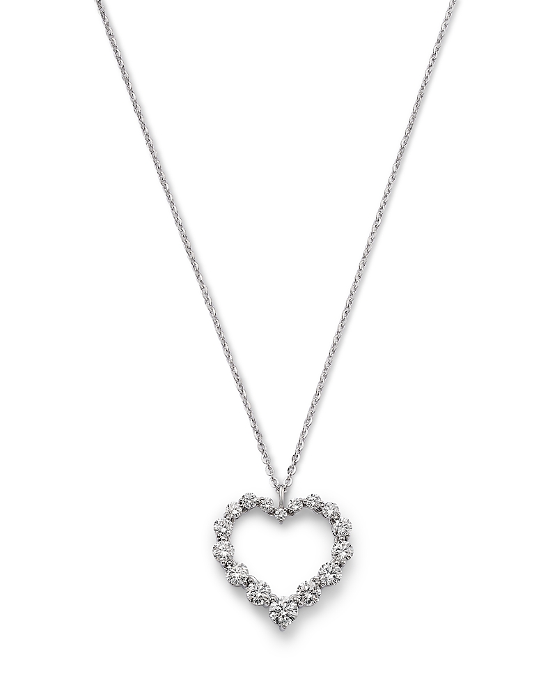 Bloomingdale's Fine Collection Certified Lab Grown Diamond Heart Pendant Necklace In 14k White Gold, 2.0 Tcw In White