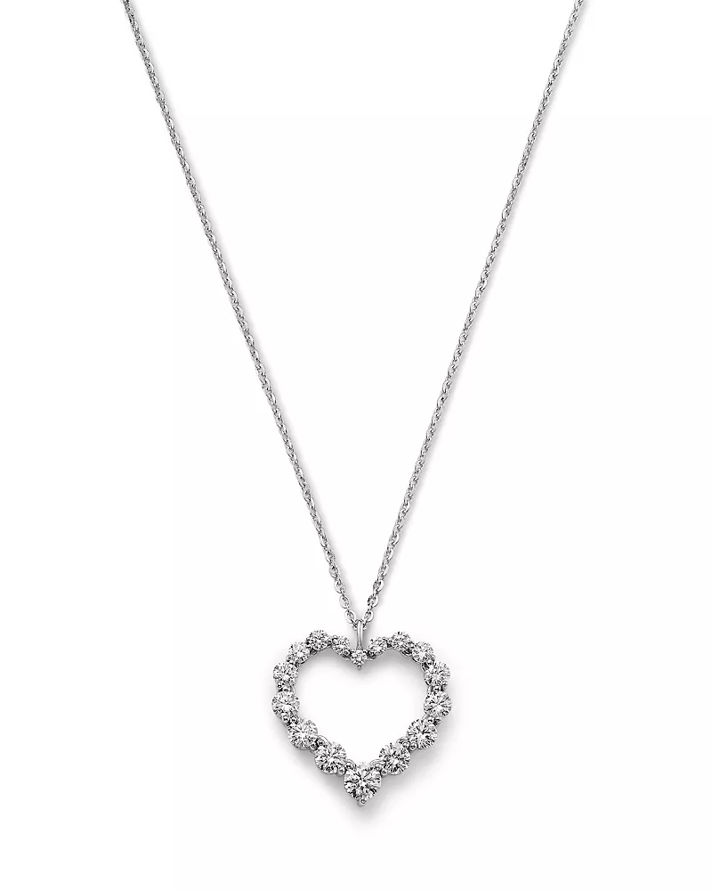 Bloomingdale's Fine Collection Certified Lab Grown Diamond Heart Pendant Necklace in 14K White Gold, 2.0 tcw