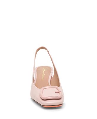  Women&#39;s Leather Mid-Heel Slingback