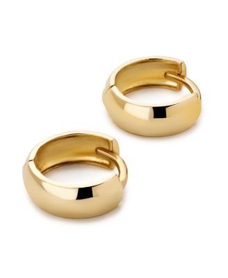  Solid Yellow Gold Bold Huggie Hoops Earrings