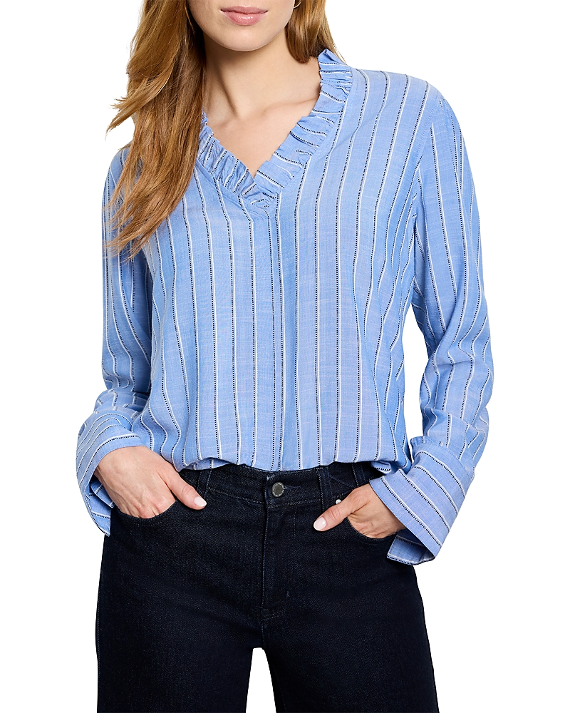 Nic + Zoe Nic+zoe Stripe Ruffle Around Top In Multi