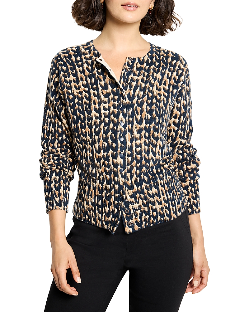 Nic + Zoe Nic+zoe Stitch Print Snap It Up Cardigan In Blue