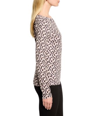 Long Sleeve Printed Boat Neck Tee