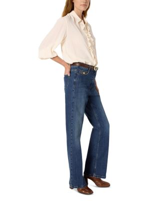 Corine High Rise Slim Flare Leg Jeans in Blue