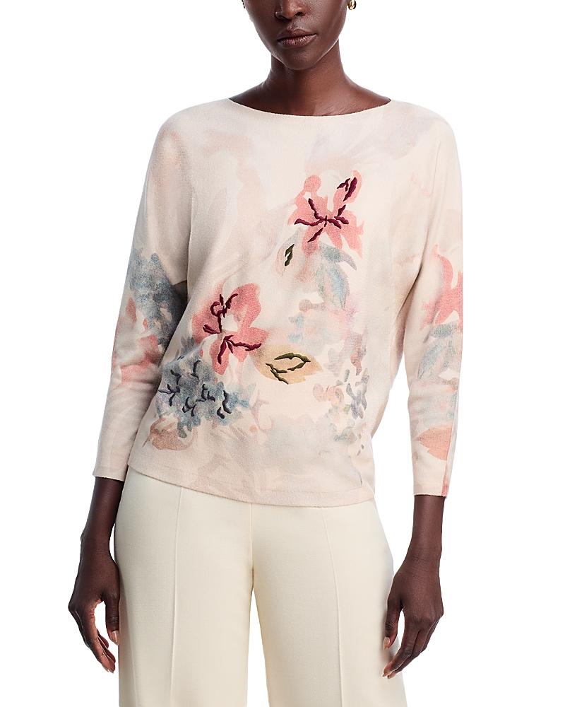 Sioni Floral Embroidered Dolman Sleeve Sweater In Multi