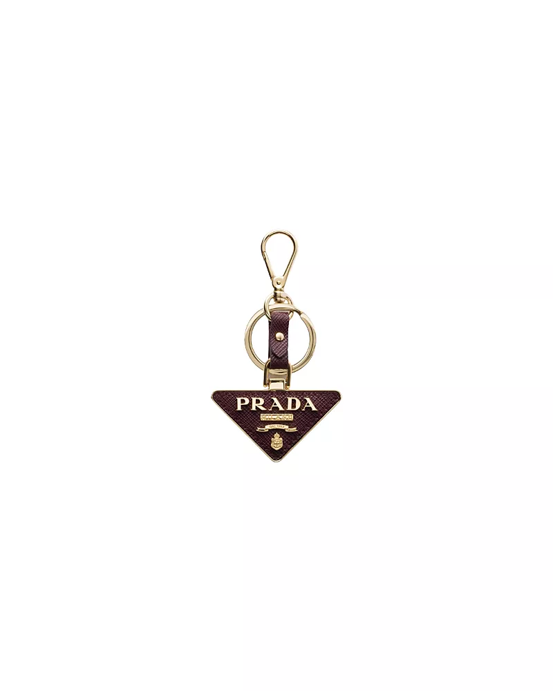 Prada Saffiano Leather and Metal Keychain
