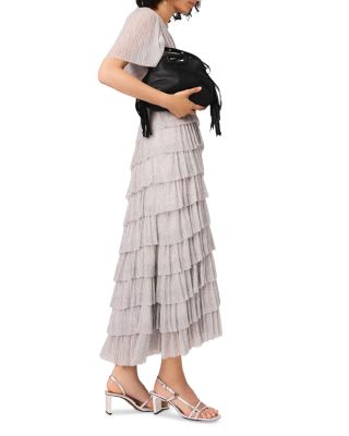 Metallic Ruffled Midi Dress