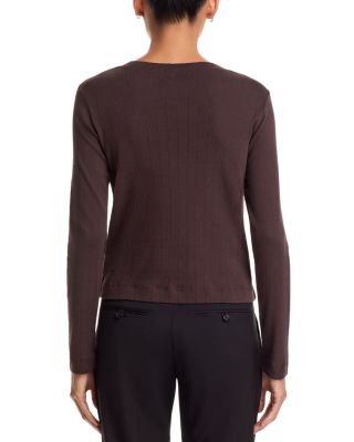 Pointelle Crewneck Cardigan