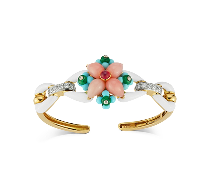 David Webb Diamond & Gemstone Asheville Bracelet In 18k Yellow Gold & Platinum In Gold