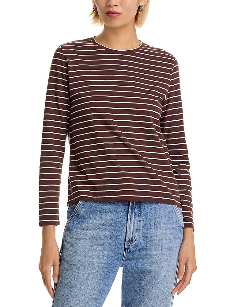 Kule Modern Long Sleeve Crewneck Tee In Burgundy