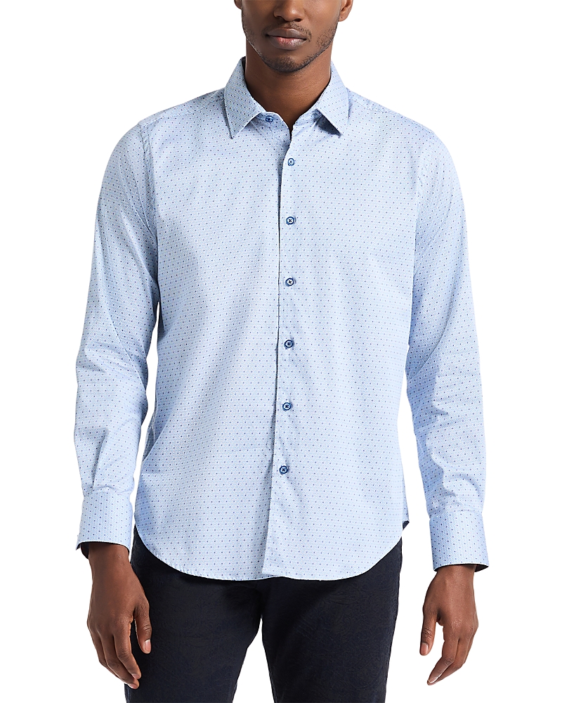 Robert Graham Clayton Geo Print Stretch Cotton Button-up Shirt In Blue