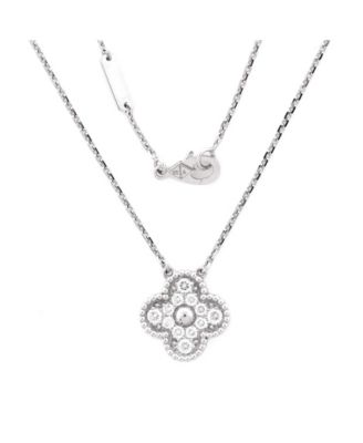 Vintage Alhambra Pendant Necklace 18K White Gold and Diamonds