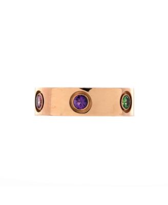 Pre-Owned Cartier - Love 6 Stone Band Ring 18K Rose Gold with Sapphires, Garnets and Amethyst