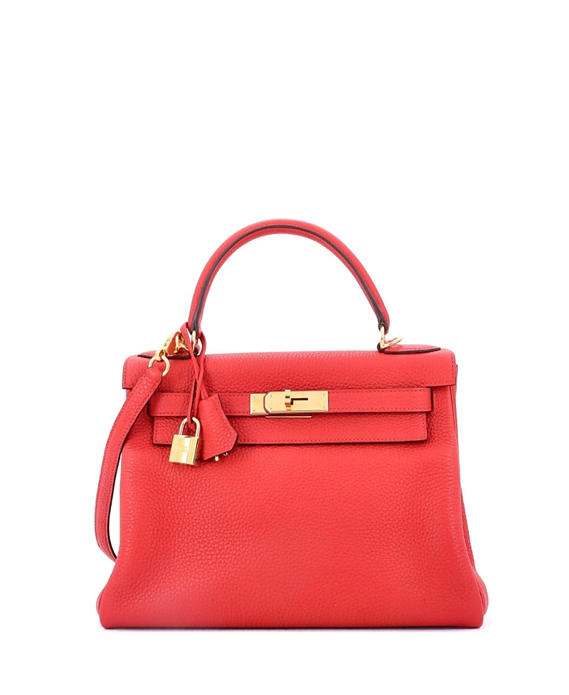 Pre-owned Pre-owned Hermes Hermes Kelly 28 Handbag Red Clemence With Gold Hardware