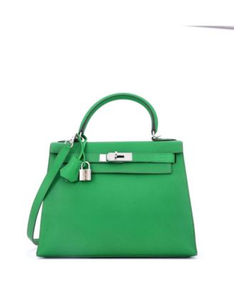 Pre-Owned HERMÈS - Kelly 28 Handbag Green Epsom with Palladium Hardware