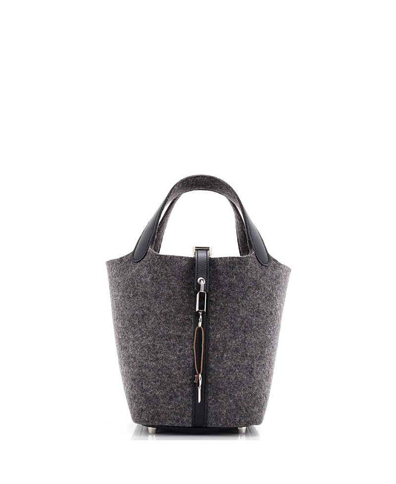 Pre-Owned HERMES Pm Picotin Lock Bag Felt with Leather
