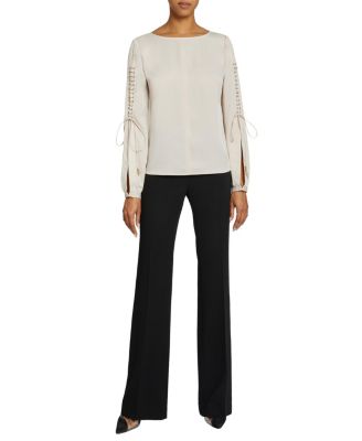 Livi Long Sleeve Top with Grommet Detail in Fluid Crepe