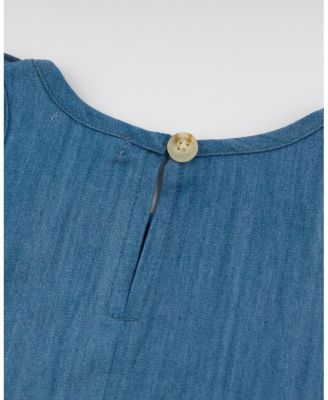 Girls' Lola Strawberry Applique with Millie Ruffle Lyocell Denim Blouse - Baby, Little Kid