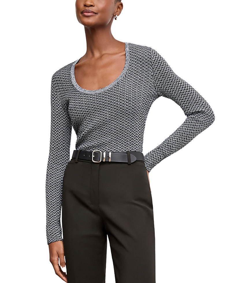 M.m.lafleur M. M.lafleur Mini Chevron Knit Rae Top In Black