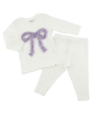 Girls' Ruffle Bow Sparkle Applique 2-Piece Top and Pant Set - Baby