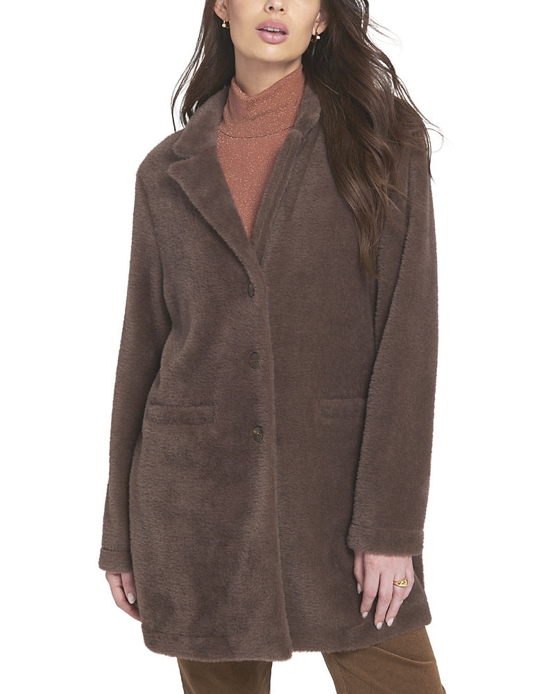 Elle Collection Elle Fuzzy Knit Coat In Brown