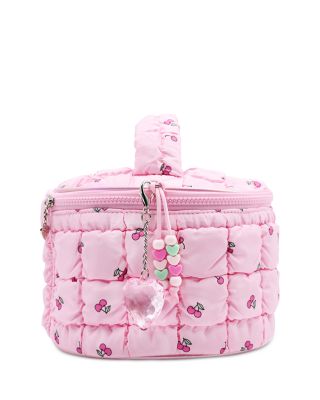 Cherry Print Scrunch Round Train Case