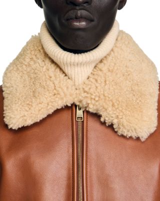 Leather Shearling Collar Jacket